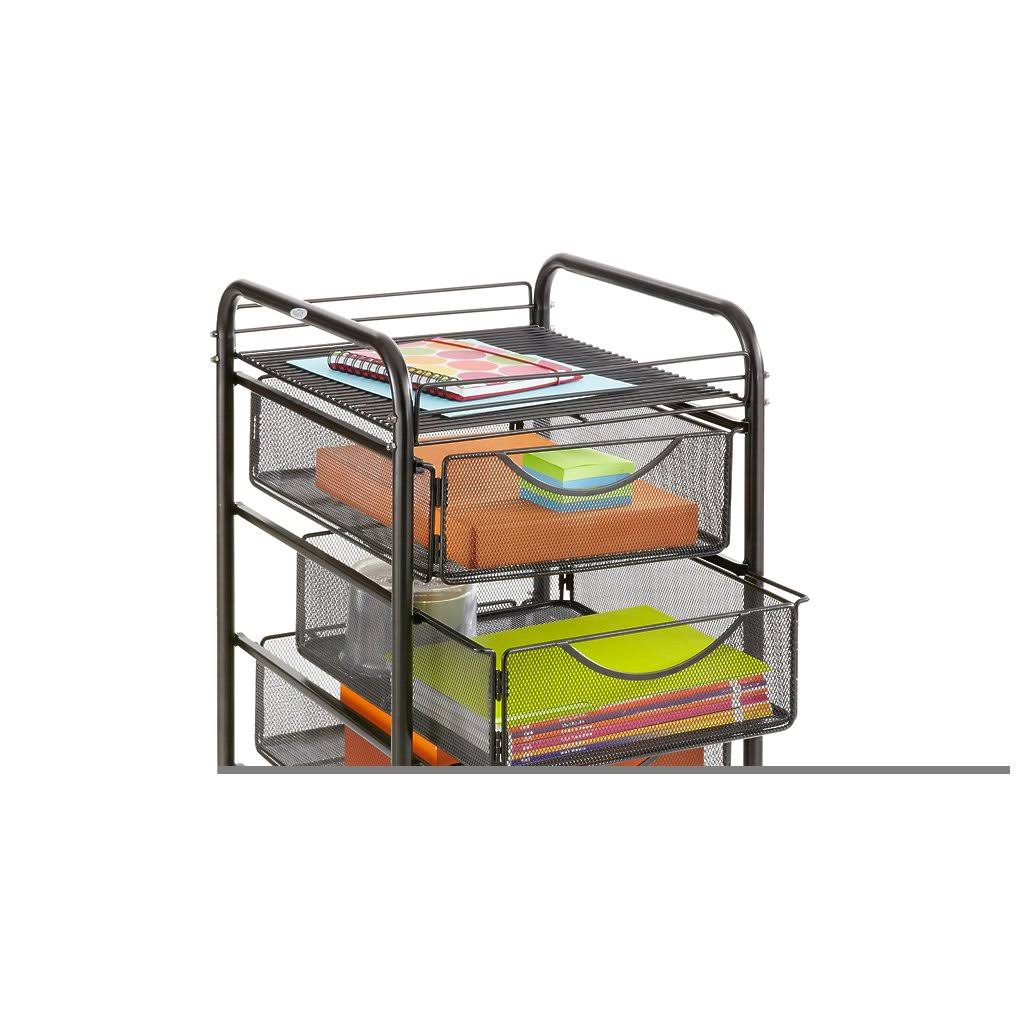Black Double Mesh Mobile File Cart U107