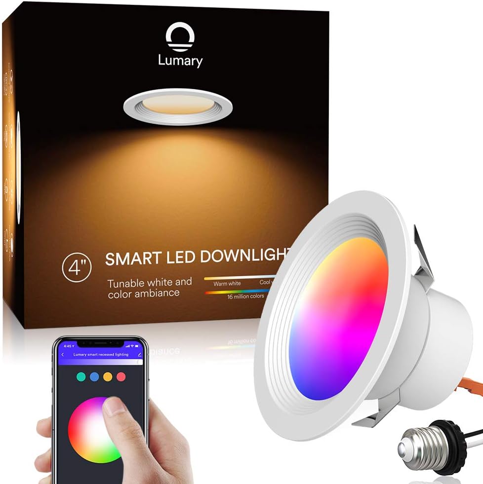 5/6 inch LED Smart Recessed Lighting Wi-Fi Can Lights RGBWW Downlight 13W (80W Equivalent) 1100LM I8694