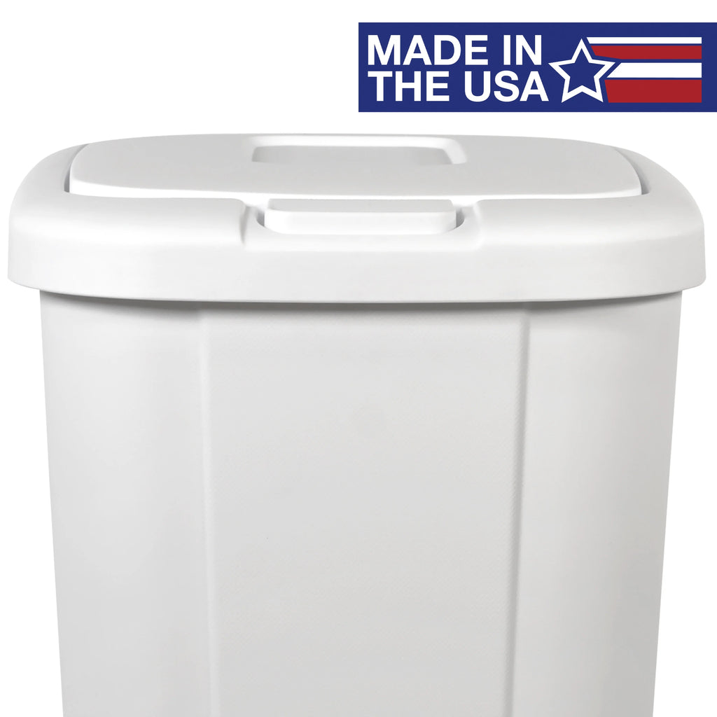 13.3-gal Touch Lid Trash Can, White (2 Pack) V336
