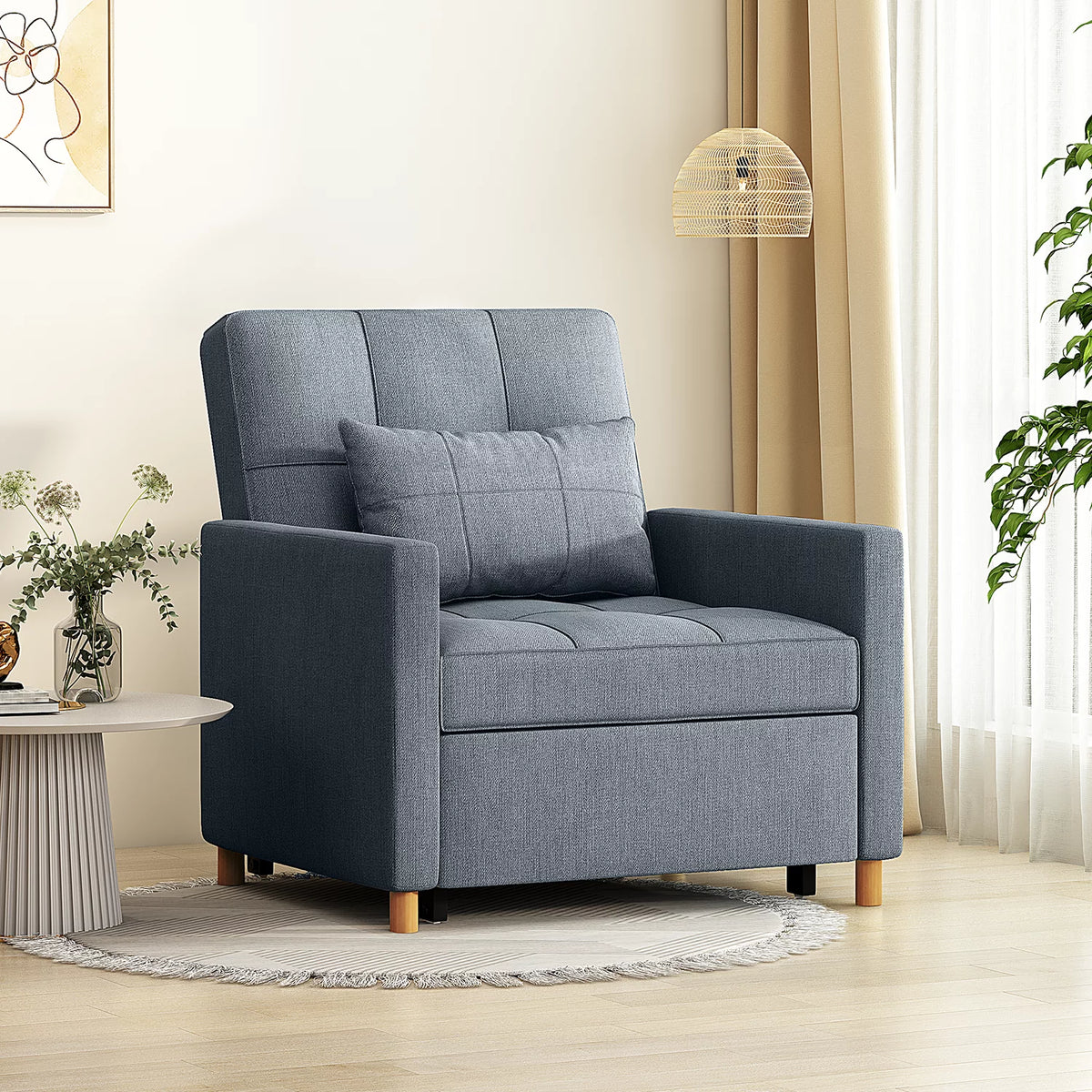 Dark Grey 3 in 1 Sleeper Sofa Chair with Pillow N877