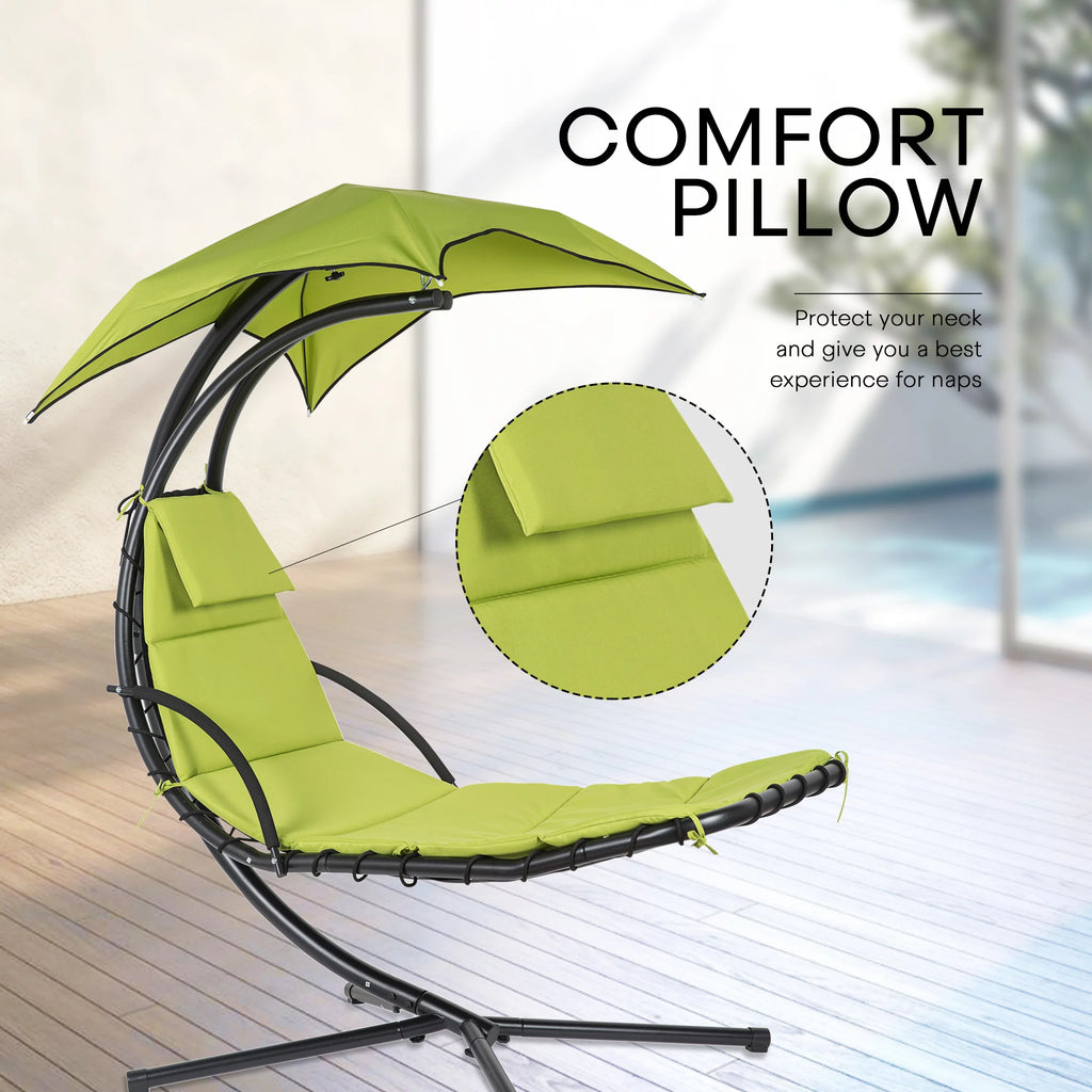Hanging Chaise Lounge Chair Swing Hammock Chair Steel Green Q700187