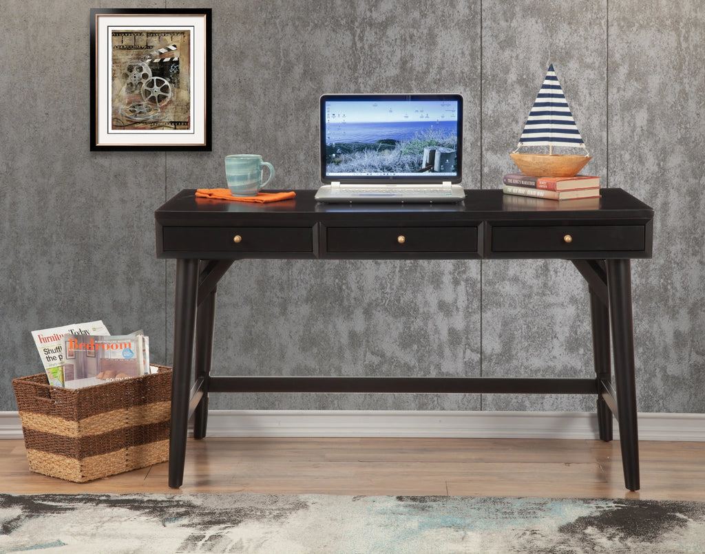 Black 3 Drawer Wood Desk S57232
