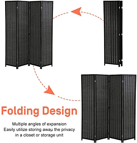 Black 6 Panel Folding Room Divider, 17.7" Wide G115094