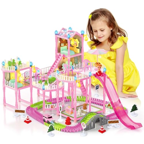 Doll House with Lights, 3 Dolls, 4 Floors A11472