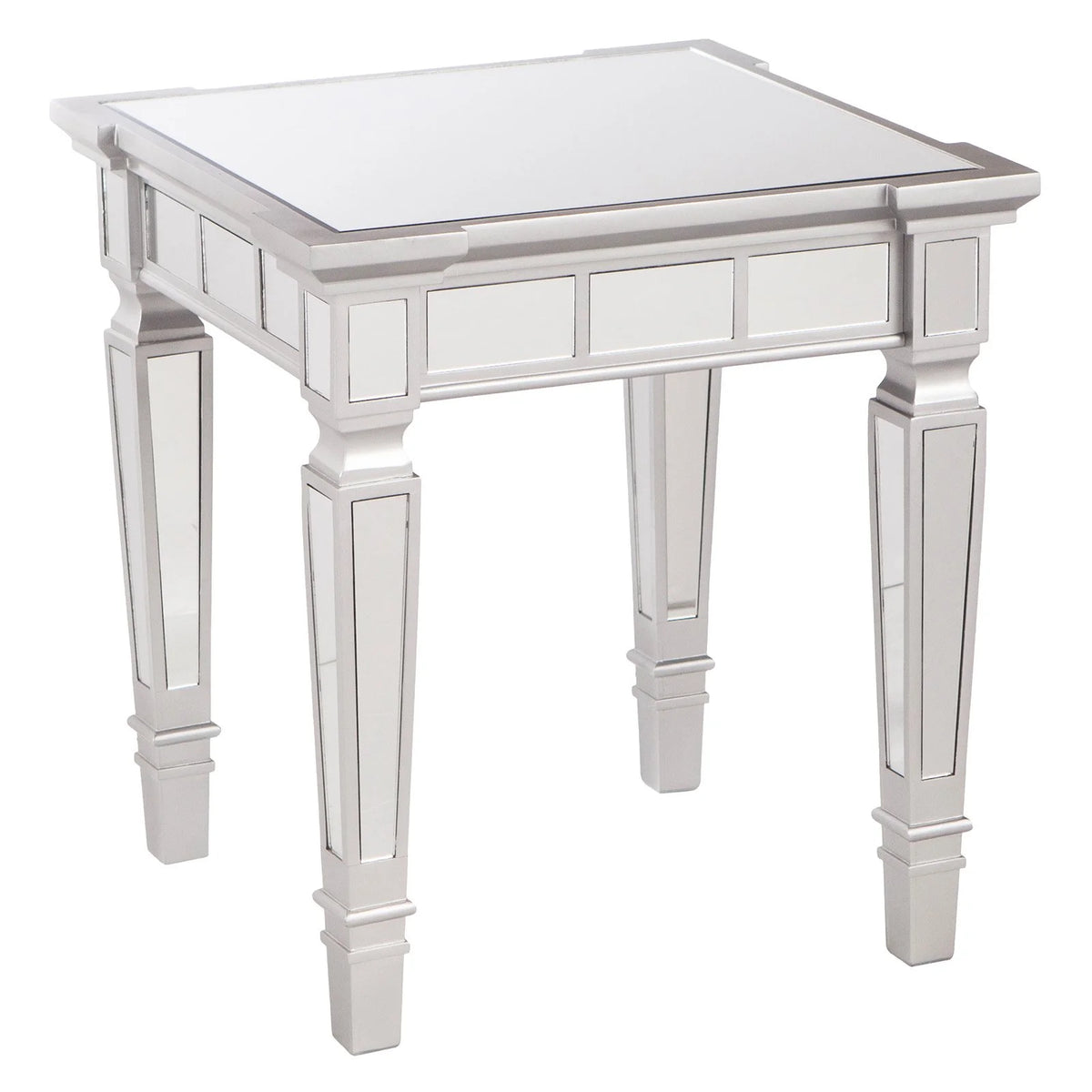 Square Mirrored Wood End Table O544