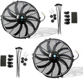 Black Universal Electric Radiator Slim Fan 12V 16 Inch X2 Pack of 2 C66798