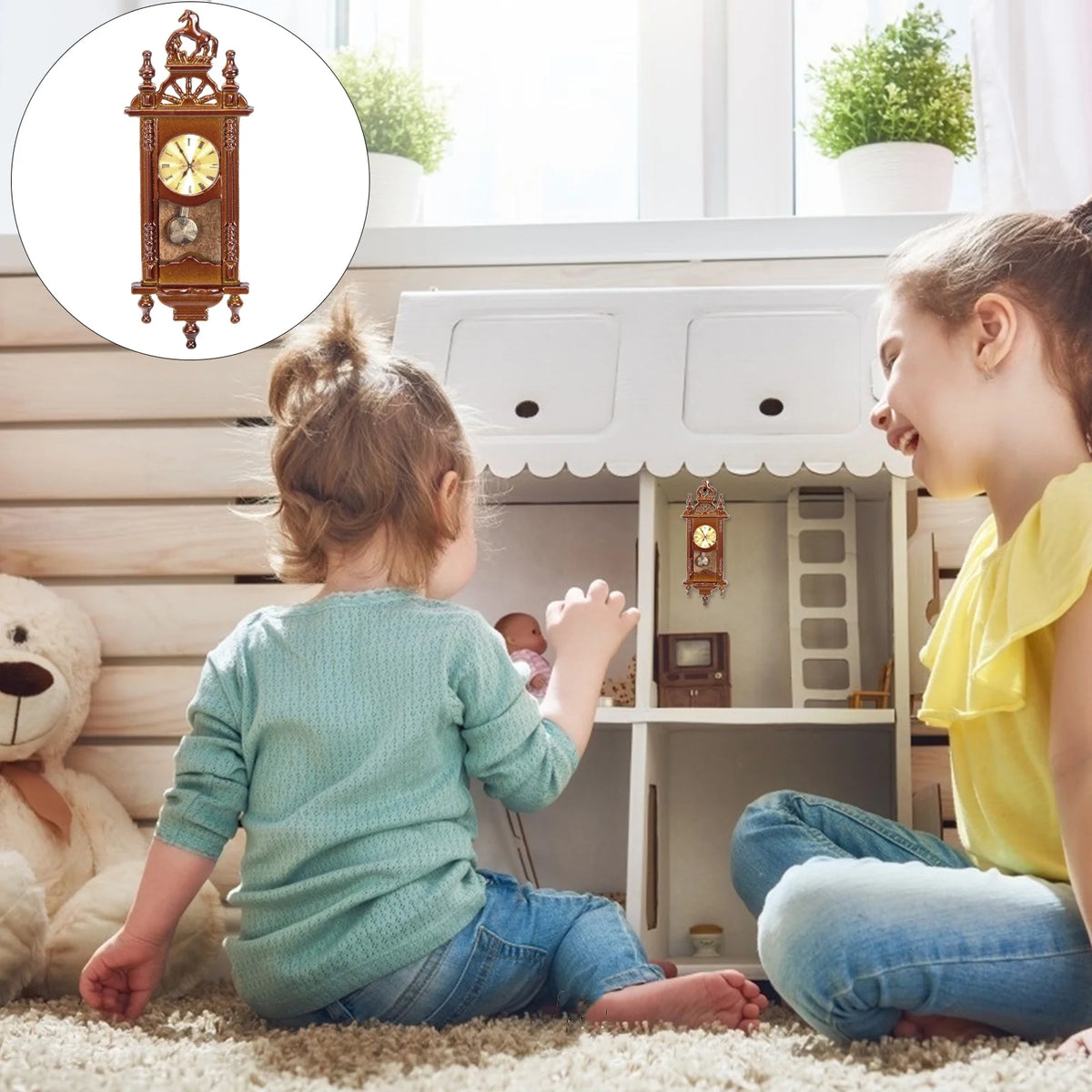 Metal Dollhouse Hanging Clock Toy Doll Furniture V157