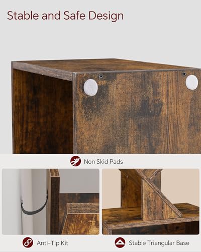 6 Tier Rustic Brown Tree Bookshelf with Storage Cabinet K125