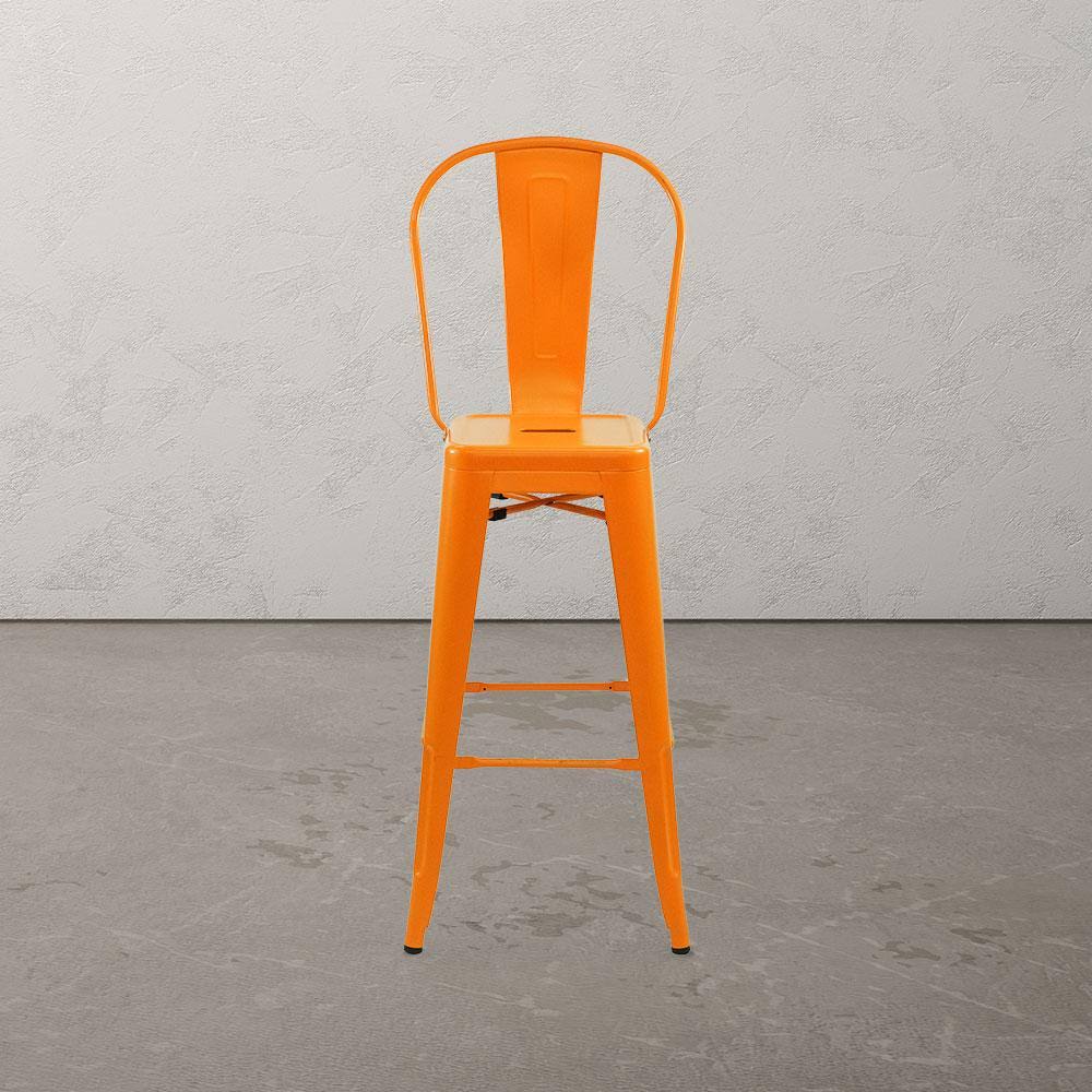 White Cafe Bar Stool with High Back W62998