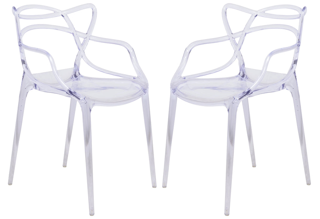 Clear Stackable Plastic Dining Armchair Set of 2 Y2169