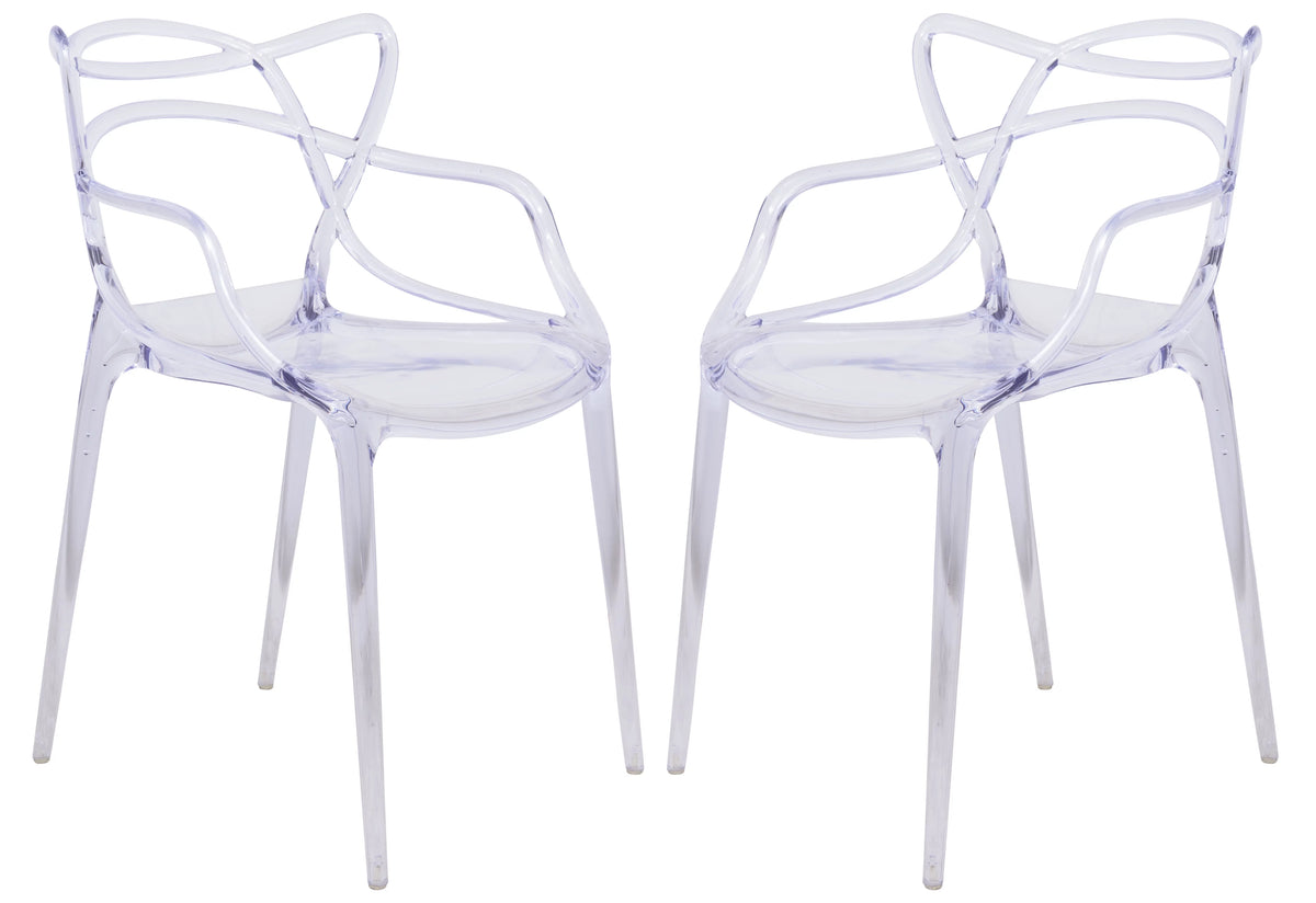 Clear Stackable Plastic Dining Armchair Set of 2 Y2169