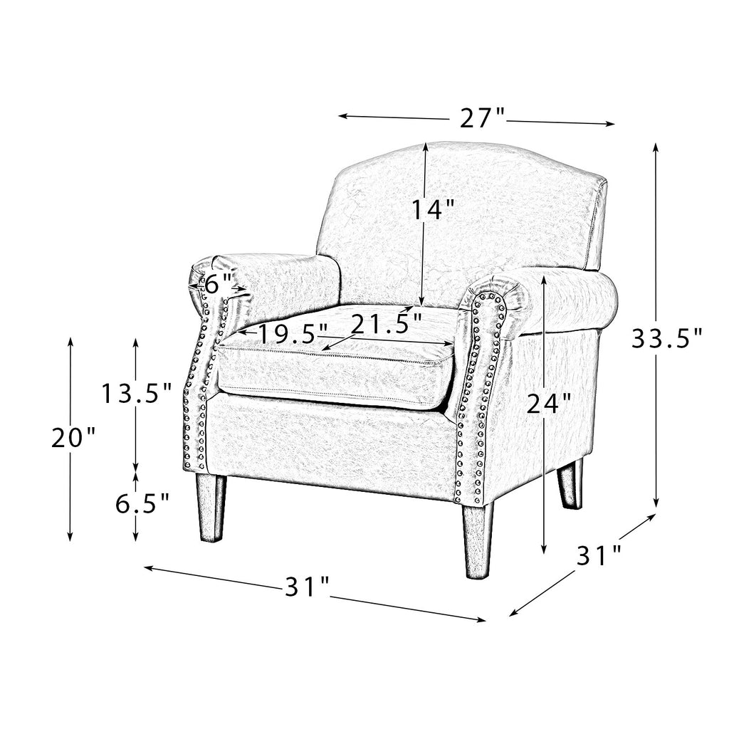 Faux Leather Arm Chair with Nailhead Trim and Rolled Arms Set of 2 F488140