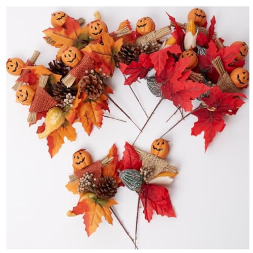 Set of 12 Assorted Pumpkin Face Picks 8-1/2 Inches High S9791