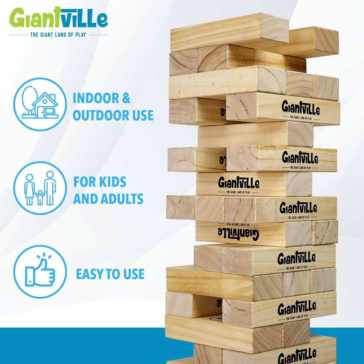 Jumbo Wooden Blocks Floor Game, 56 Pieces, Premium Pine Wood, Carry Bag D675