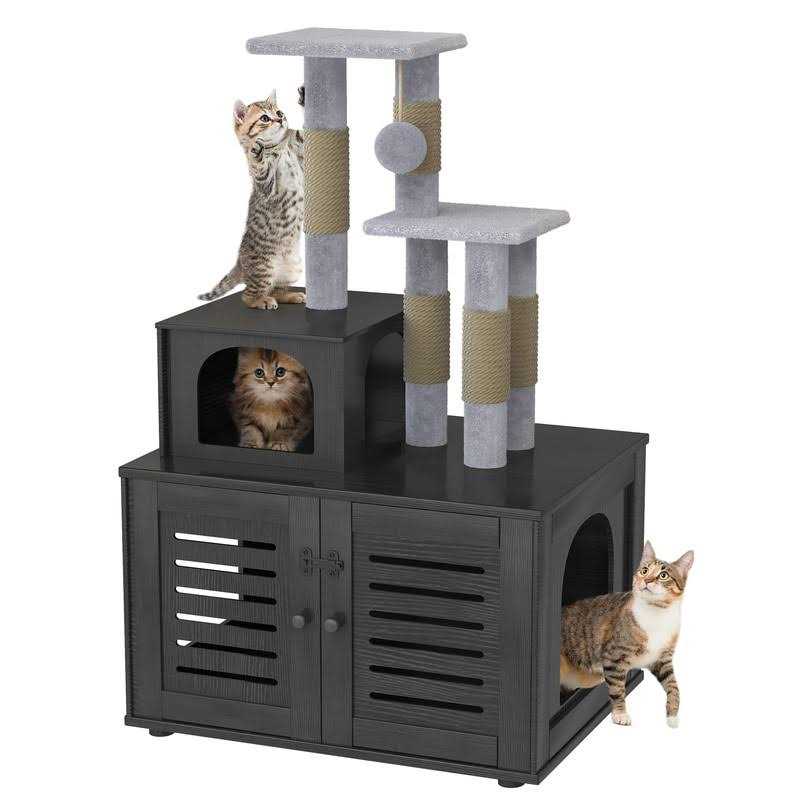 Cat Litter Box Enclosure with Cat Tree L113033