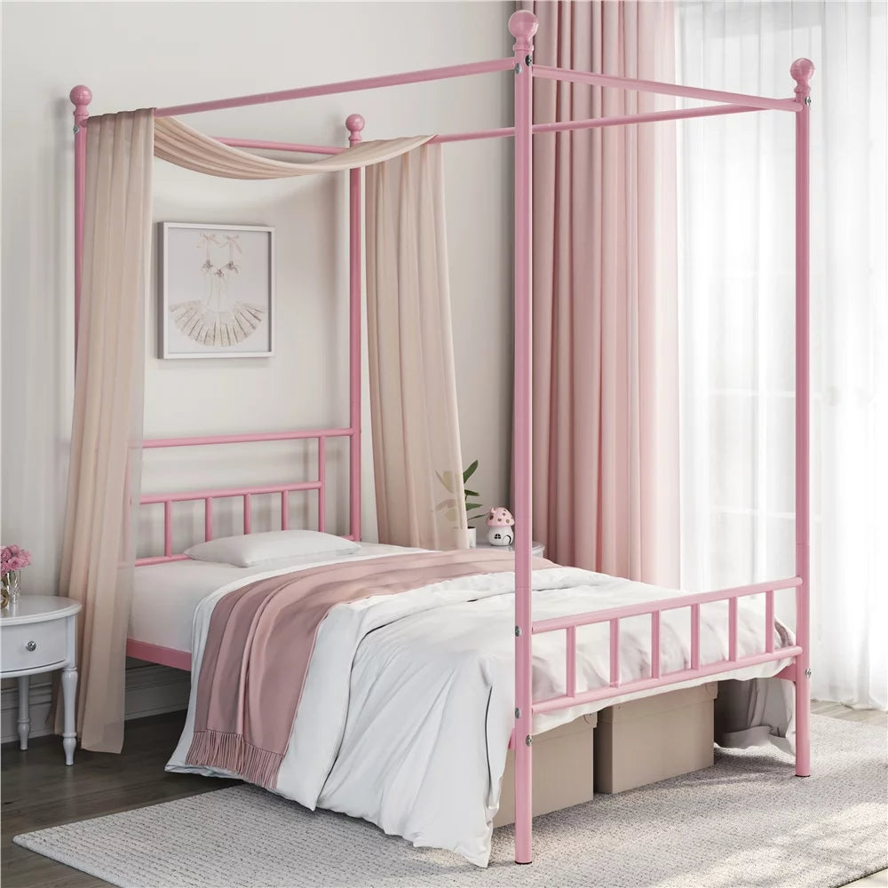 Black Metal Canopy Bed with Headboard and Footboard M824