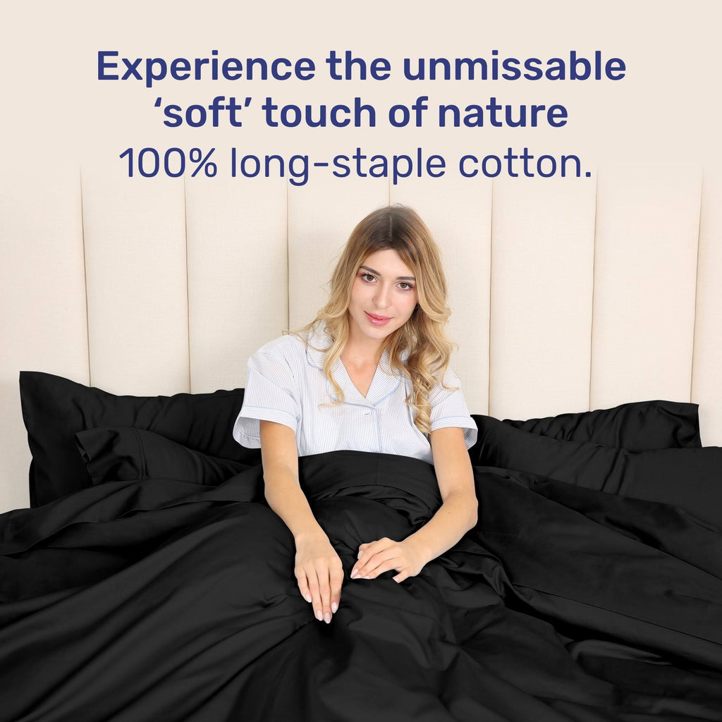 Indigo Navy Blue 100% Sateen Cotton Duvet Cover Set Queen/Full L239