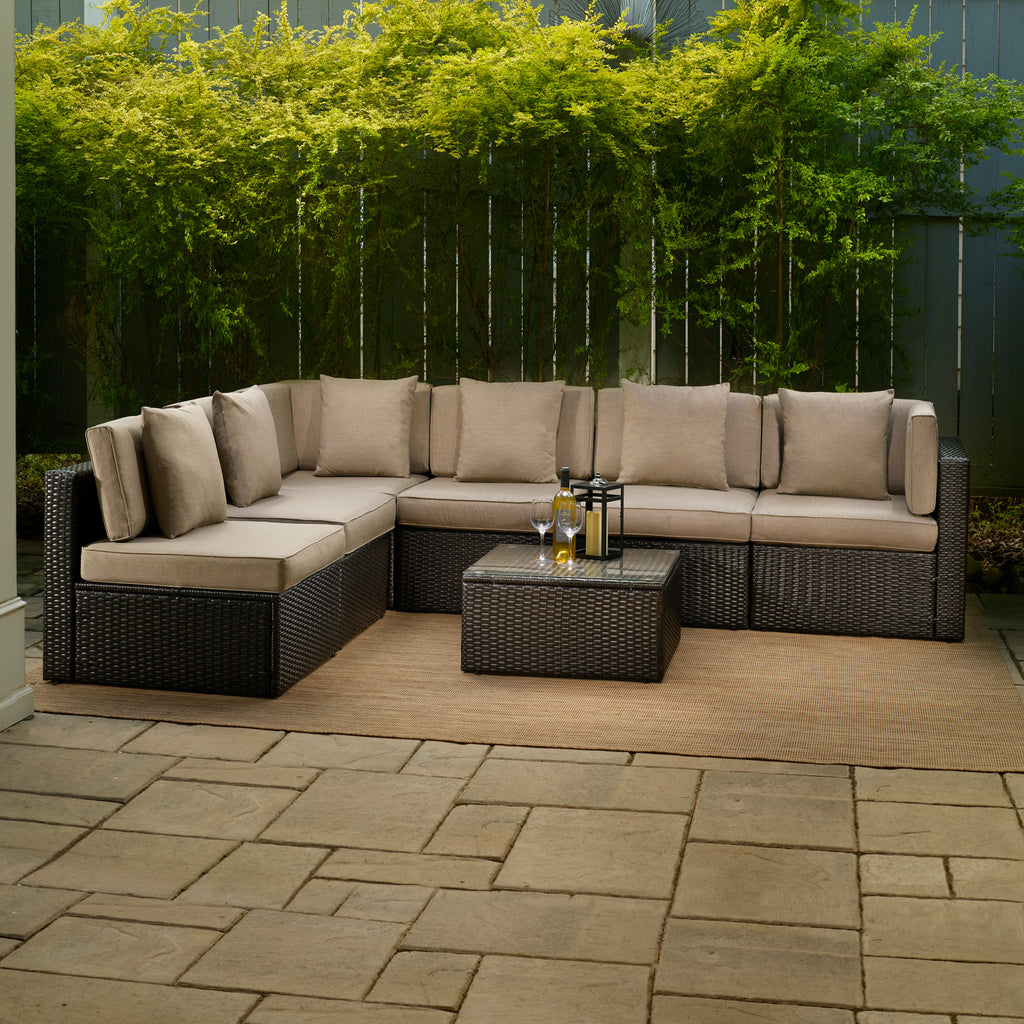 Tan Resin Wicker Modular Sectional G789
