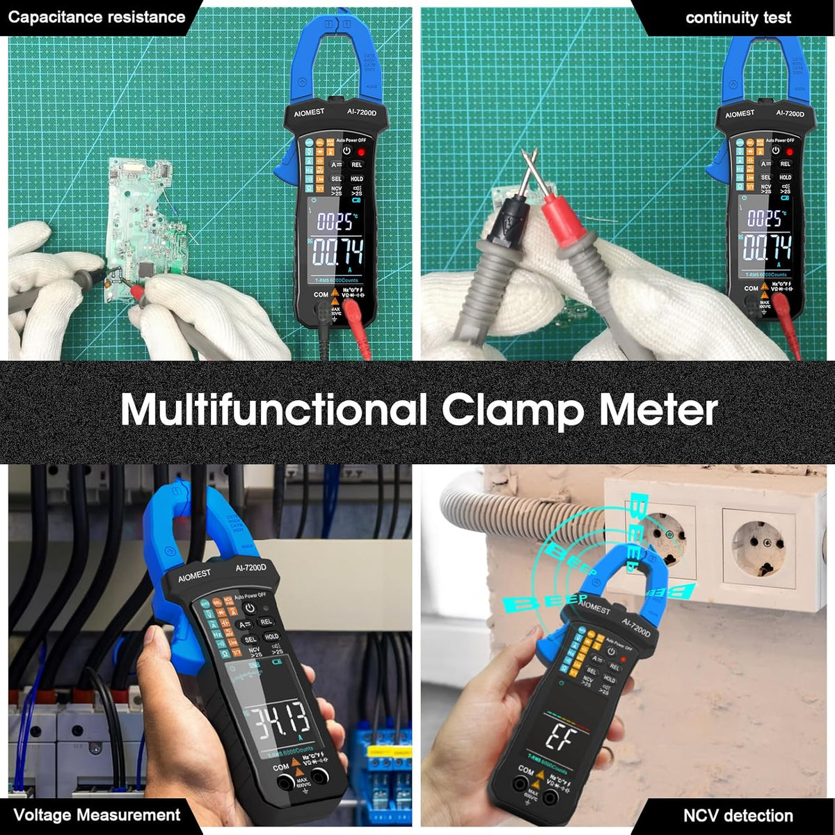 6000 Counts Auto-Range True-RMS Digital Clamp Meter P602