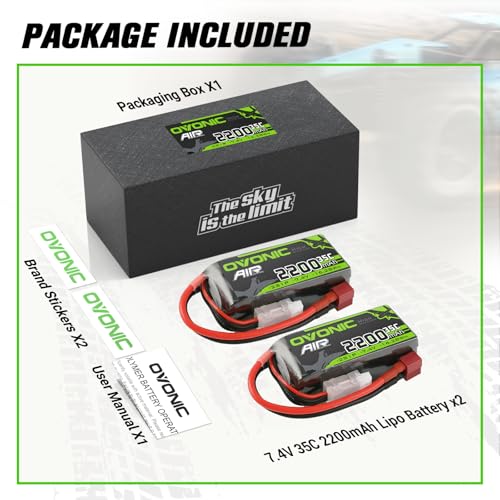 2S 2200mAh 7.4V Lipo Battery with T Connector 2 Packs D5005