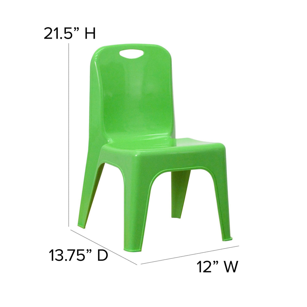 Green Plastic Stackable School Chair with Carrying Handle N47601