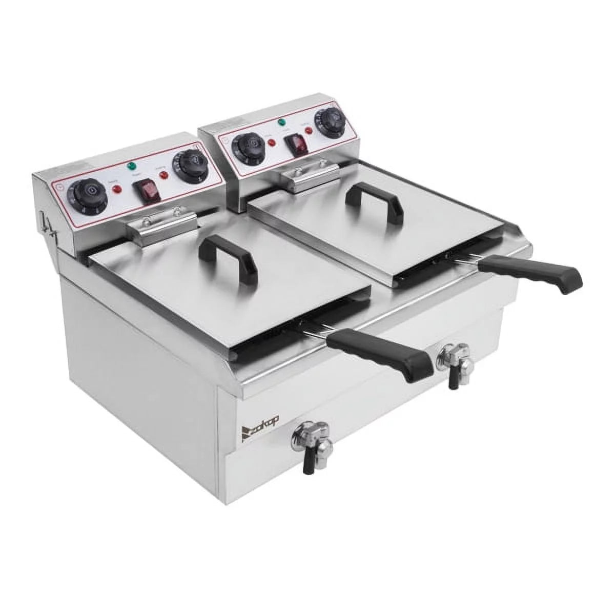 Double Tank Deep Fryer 16L Stainless Steel 3400W S6819
