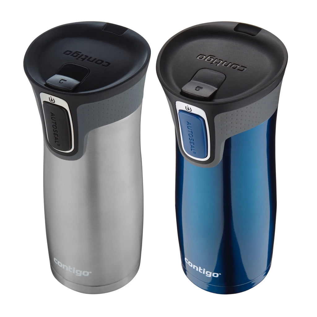 16 Oz Vacuum-insulated Stainless Steel Travel Mug, 2-Pack V75857