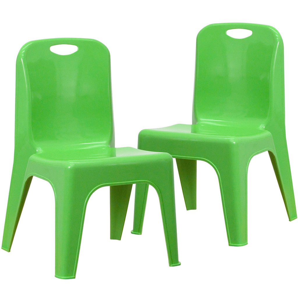 Green Plastic Stackable School Chair with Carrying Handle N47601