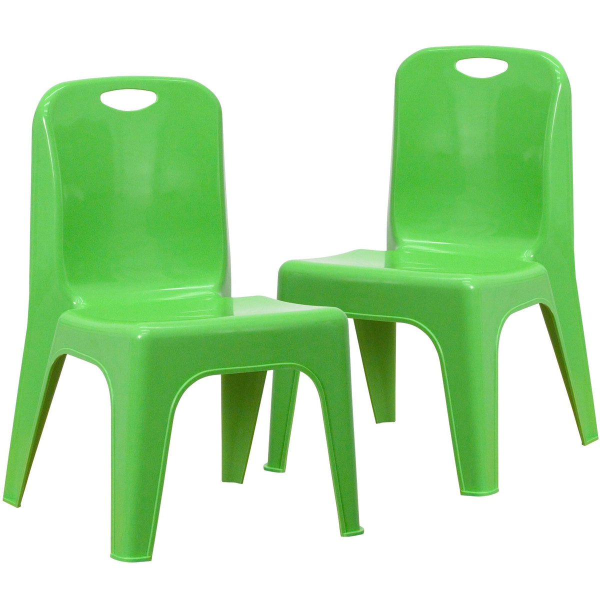 Green Plastic Stackable School Chair with Carrying Handle N47601