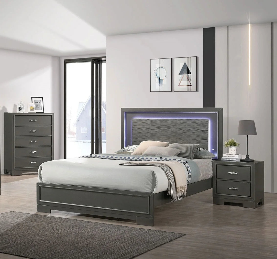Solid Wood Nightstand Gray K268