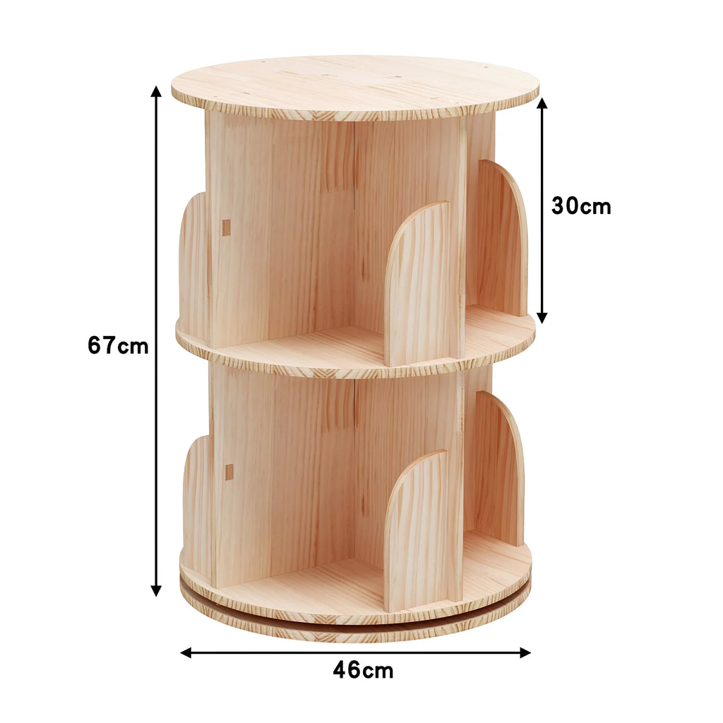 2 Tier Rotating Solid Wood Bookshelf I74949