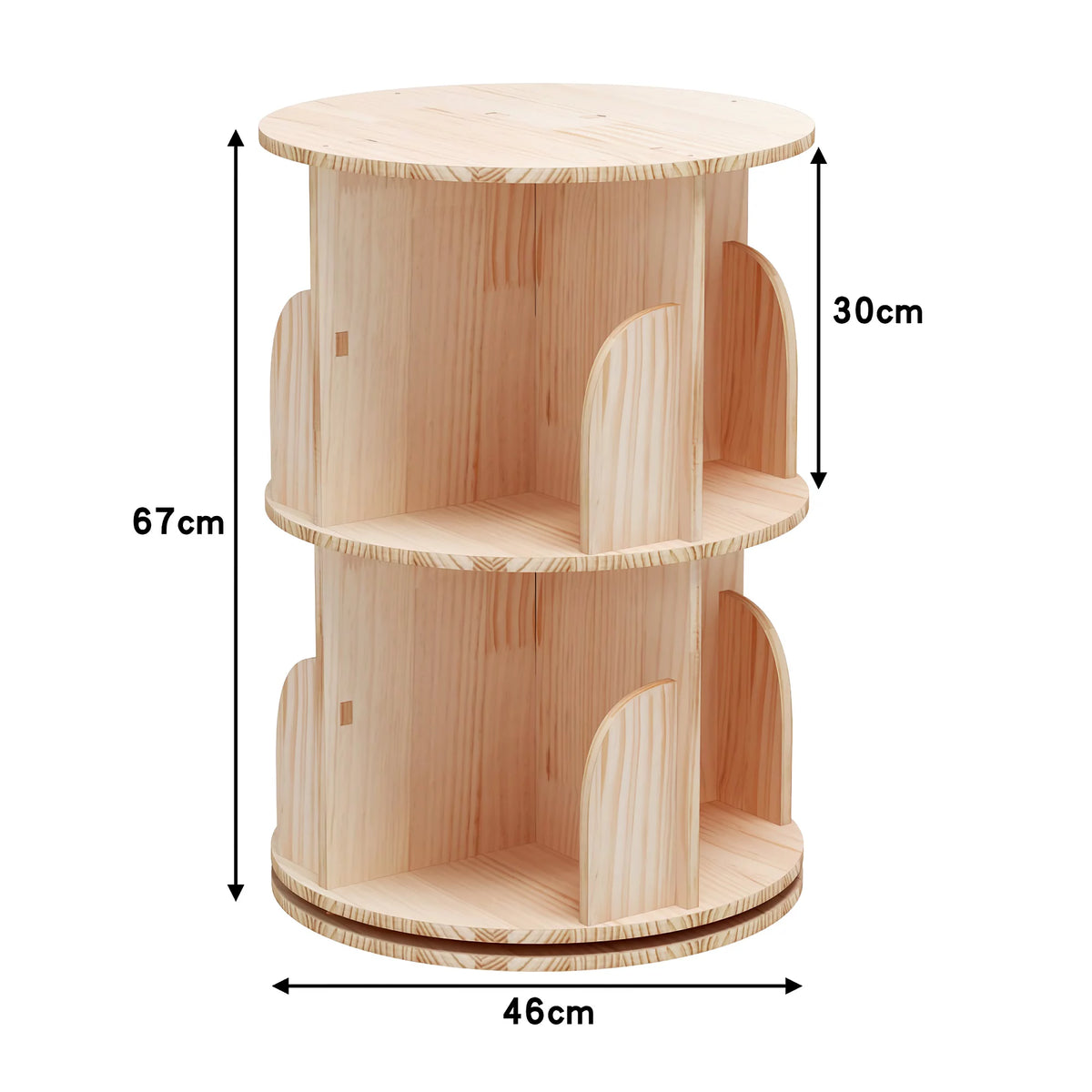 2 Tier Rotating Solid Wood Bookshelf I74949