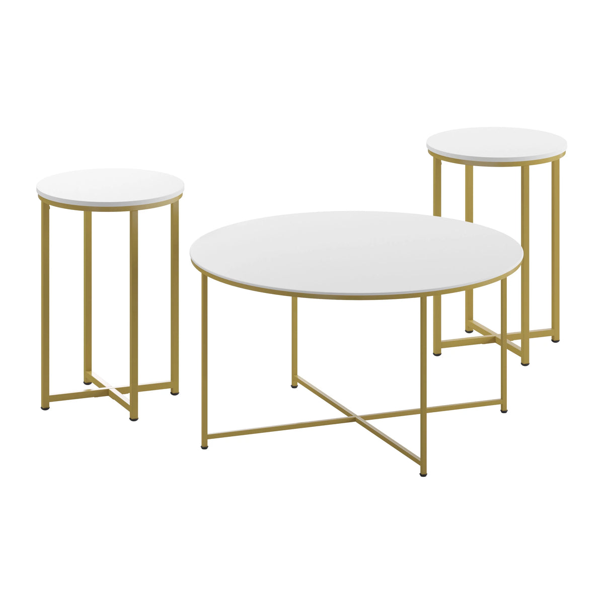 White Laminate 3 Piece Coffee and End Table Set F28583