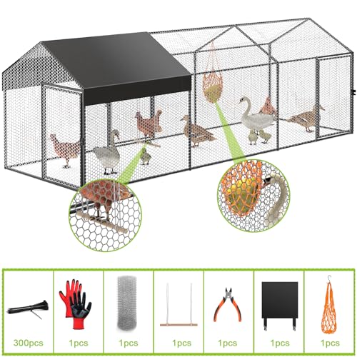 Large Chicken Run with Cover for Yard K113988