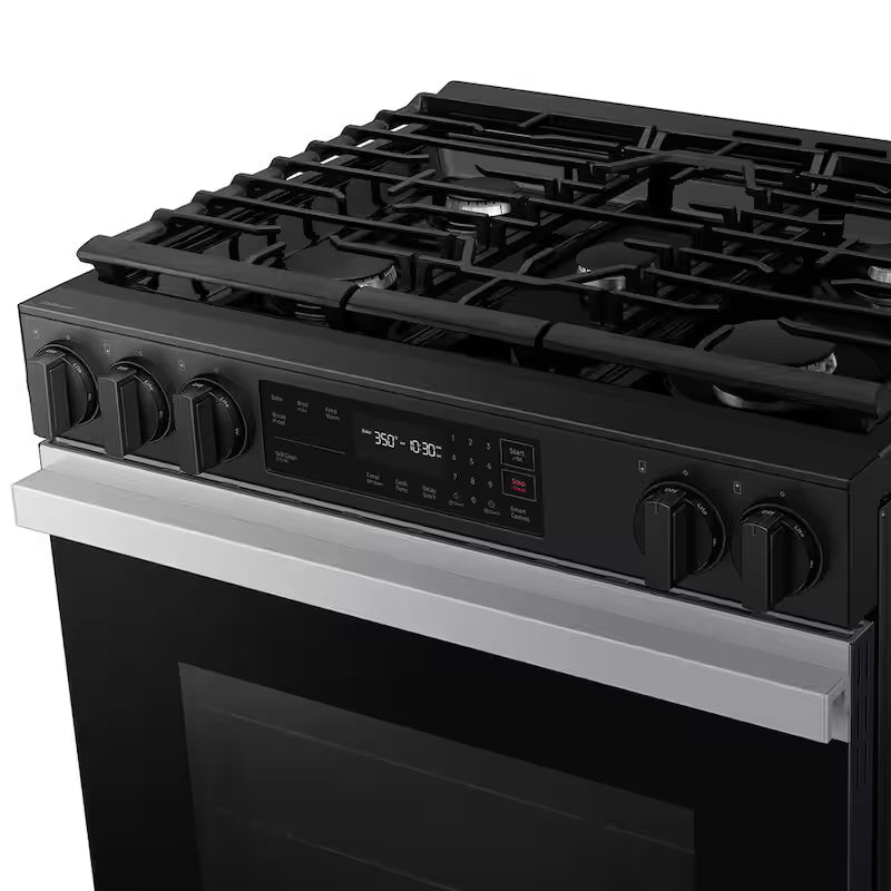 30 in. 6.0 cu. ft. 5 Burner Smart Slide-In Gas Range in Stainless Steel H610574