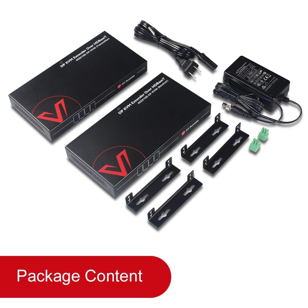 HDBaseT DisplayPort KVM Extender, 4K@30Hz/1080P@120Hz, 2 USB 2.0 Port, Pack of 2 O803