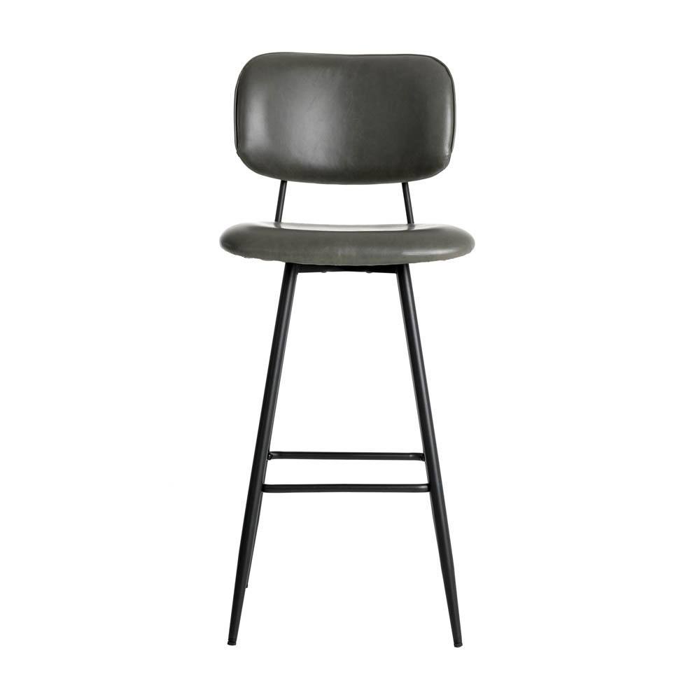 Grey PU Leather Bar Stool with Back, Set of 2 P51229
