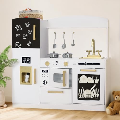 Wooden Kids Play Kitchen Set with Blackboard D60437