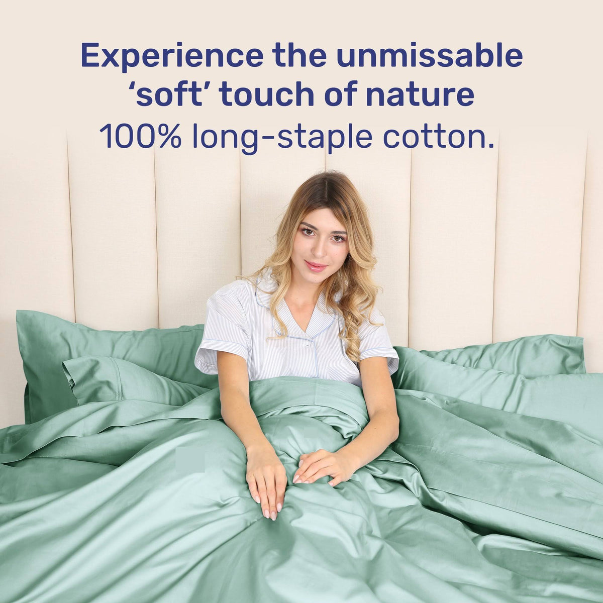 Indigo Navy Blue 100% Sateen Cotton Duvet Cover Set Queen/Full L239
