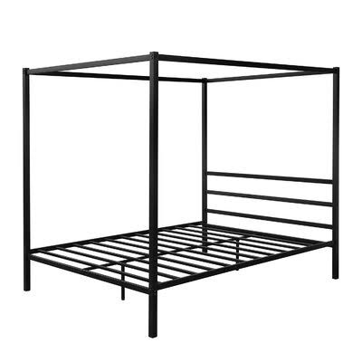 Queen White Metal Canopy Platform Bed U618660