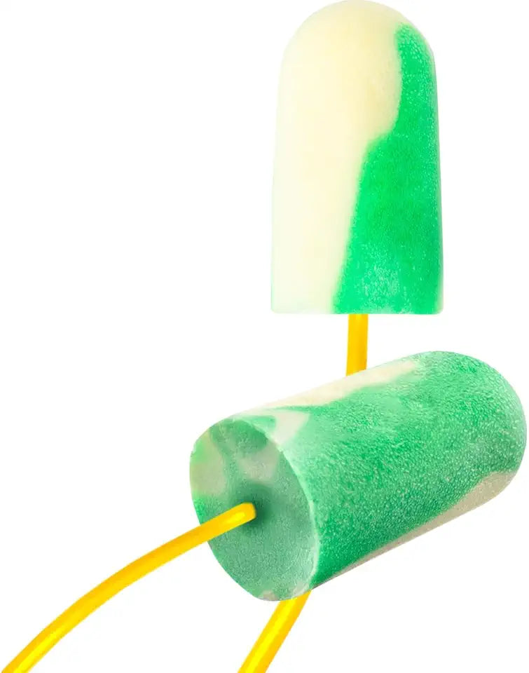 Bio-Based Corded Foam Ear Plugs 100-Pair NRR 32 Green/White Tapered F365