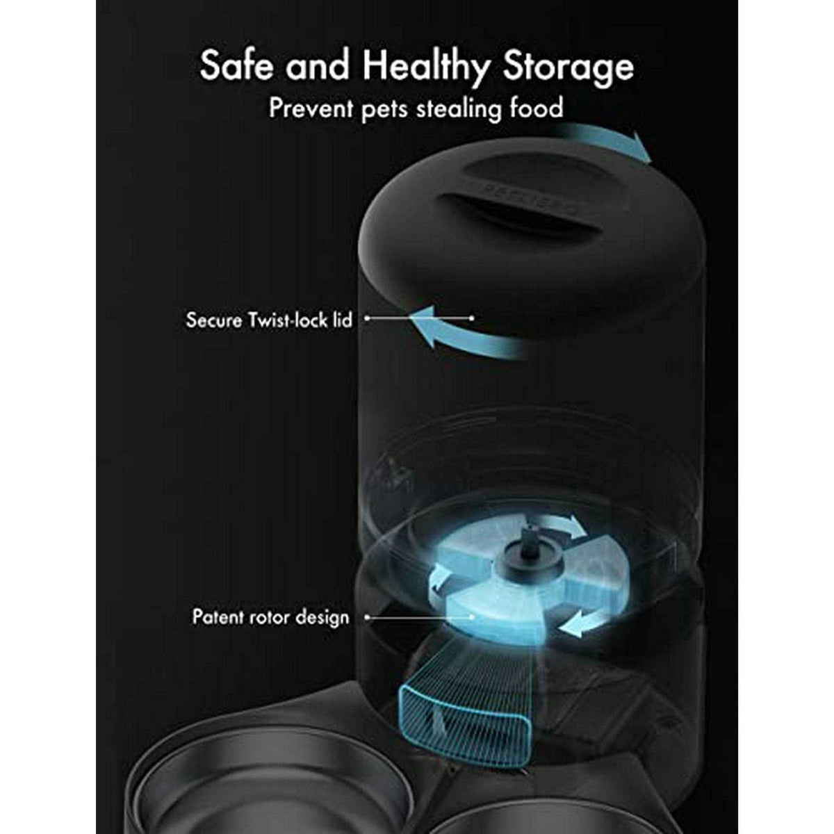 Automatic Cat Food Dispenser 5L with 2 Stainless Bowls B16585