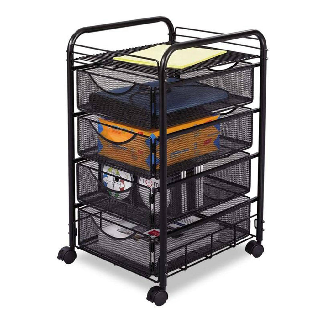 Black Double Mesh Mobile File Cart U107