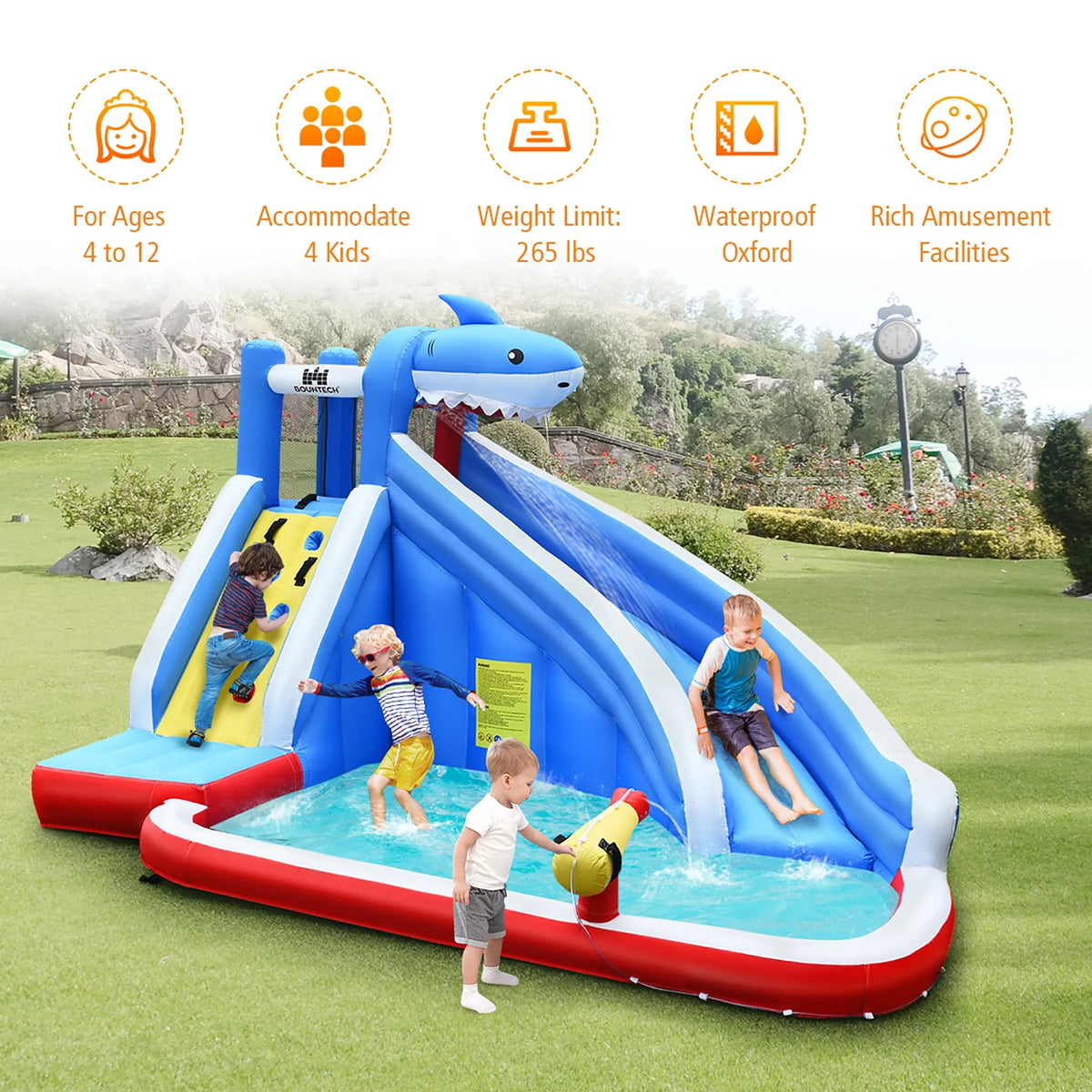 Inflatable Water Slide Bounce House Castle Splash Water Pool J415423