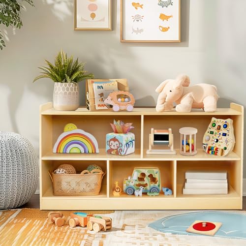 Wooden 2 Shelf 5-Section Toy Storage Organizer K676