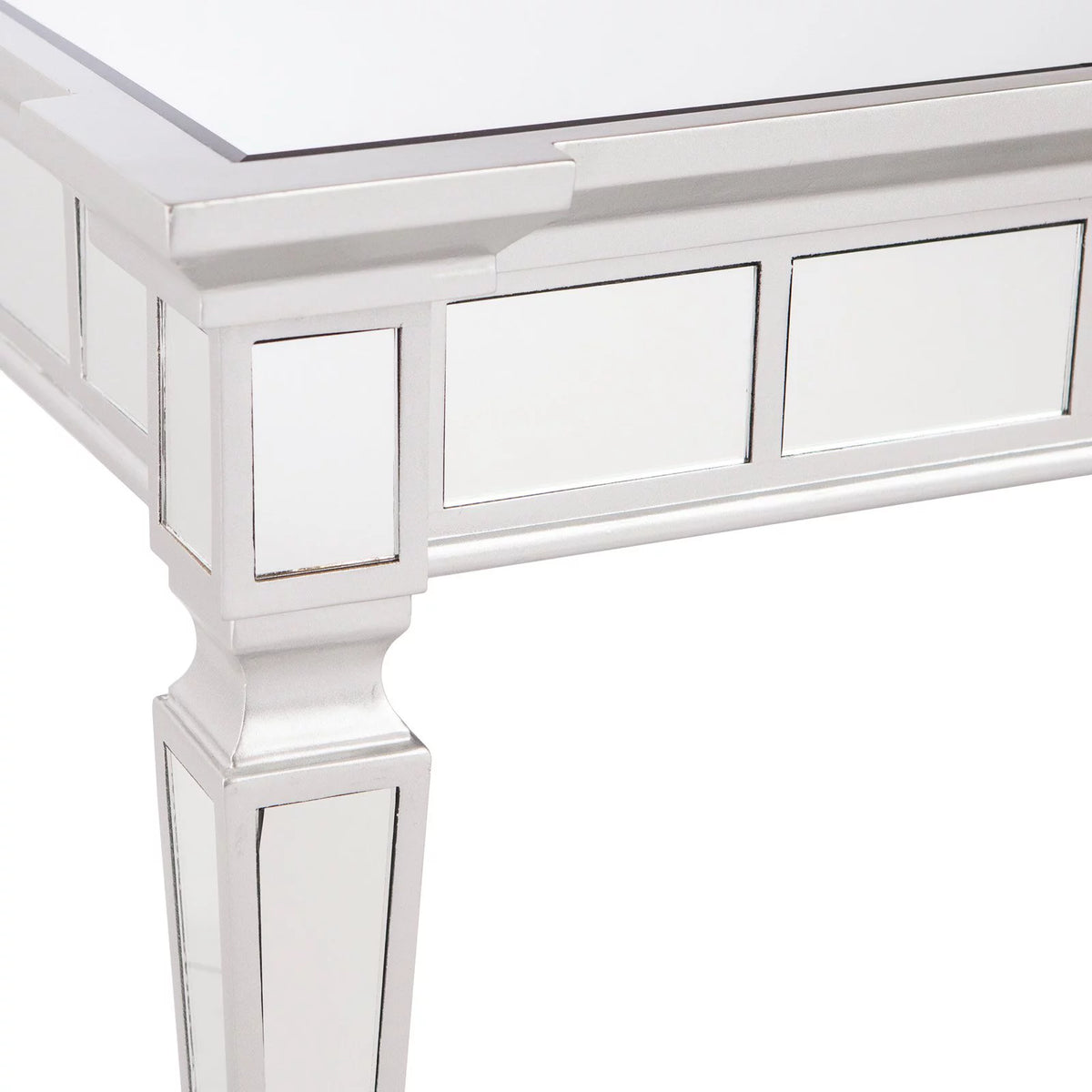 Square Mirrored Wood End Table O544