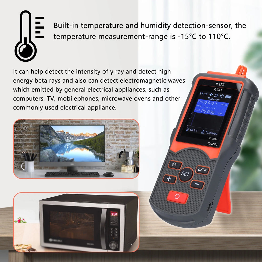 Multifunctional Geiger Counter and Electromagnetic Radiation Detector with Temperature and Humidity Measurement H17837
