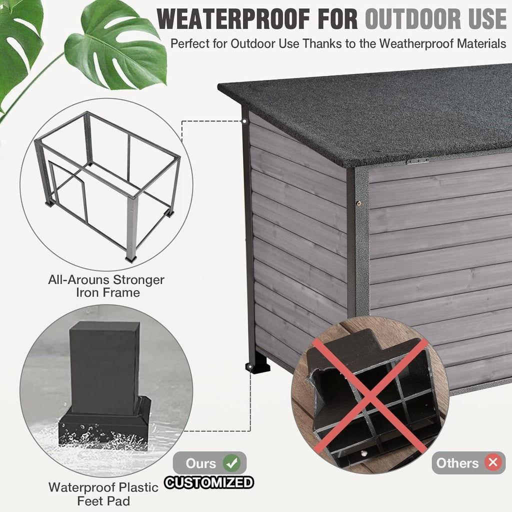 Natural Wood Waterproof Insulated Dog House D527452