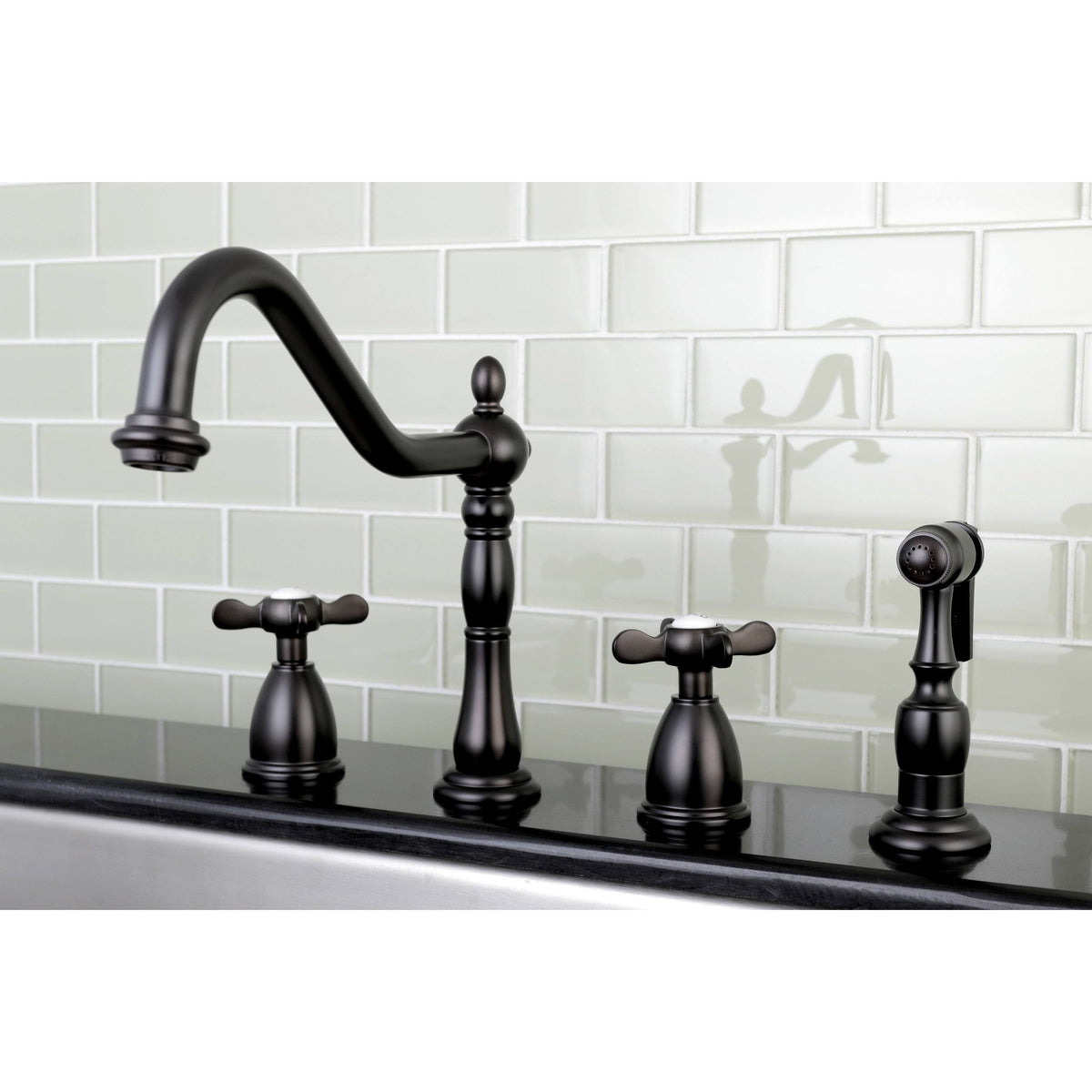 Silver Kitchen Faucet with Side Sprayer P464