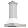 36 Inch Range Hood with White Matte Shell and Gold Handle P902